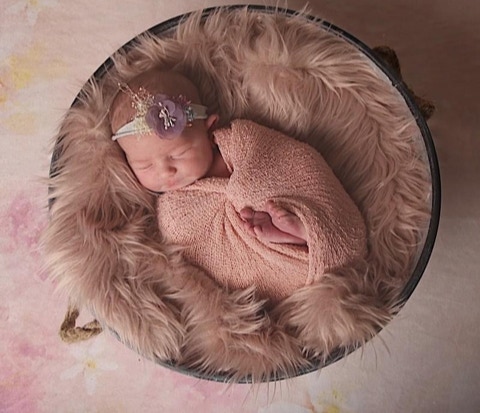 Newborn Baby Girl Wrao by Jayne Poole, for a relaxed approach to newborn baby photography located near Bideford, Based in Great Torrington, Devon